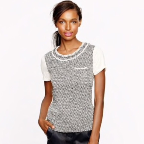 J. CREW - Silk Blend Tweed front T-shirt, Small - Picture 3 of 5